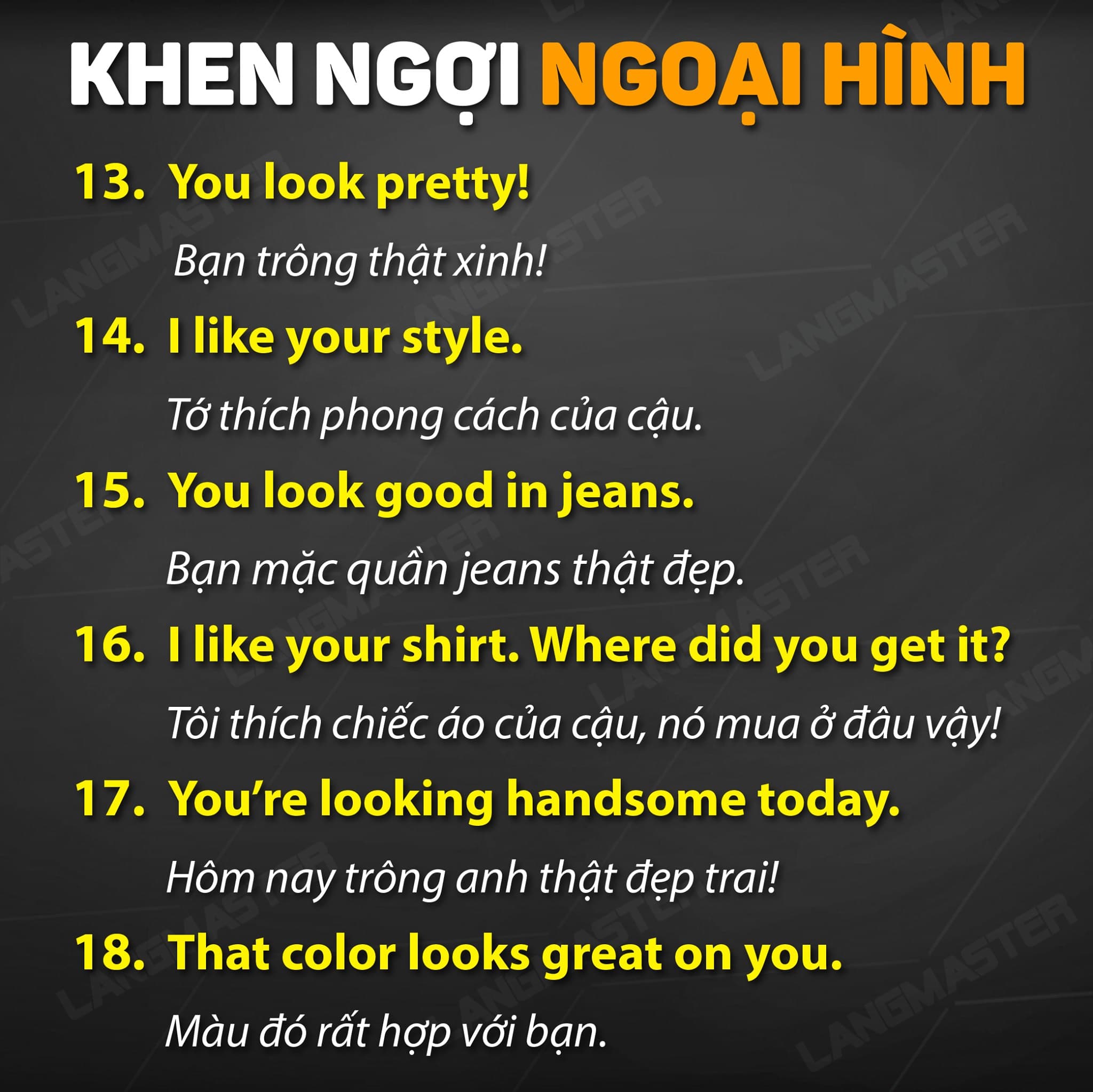 khen ngợi ngoại hình